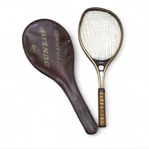 .🎾 Vintage 1980s Dunlop Titan Mid Tennis Racket + Original Cover 🎾